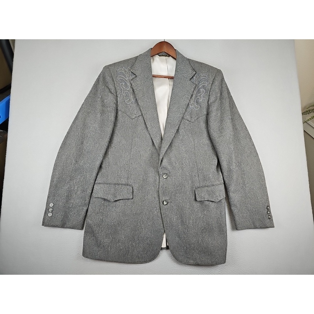 Pagano West Jacket Western Suit Blazer Men's 44 Gray Cowboy‎ Rockabilly Coat